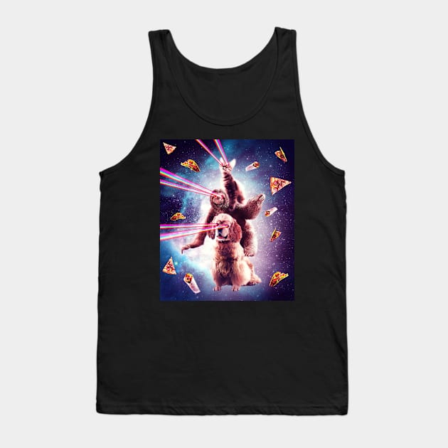 Laser Eyes Space Cat Riding Sloth, Dog - Rainbow Tank Top by Random Galaxy